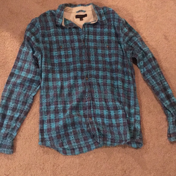 Plaid/Pattern Button Up (Blue) - Picture 1 of 2